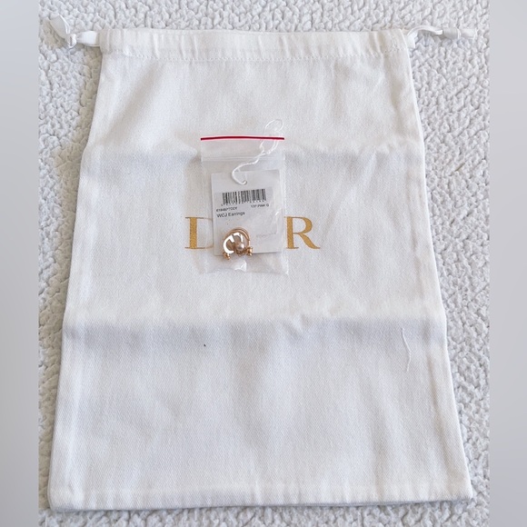 Dior Petit CD Earrings Pink-Finish Metal, Pink Resin Pearl and Pink Crystals - Picture 14 of 15